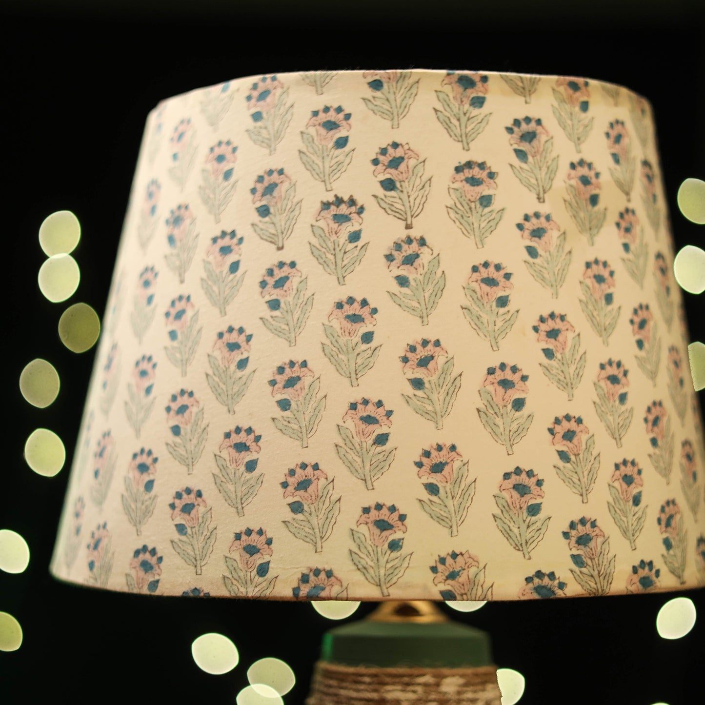 Beige - handcrafted floral fabric lamp shade 10