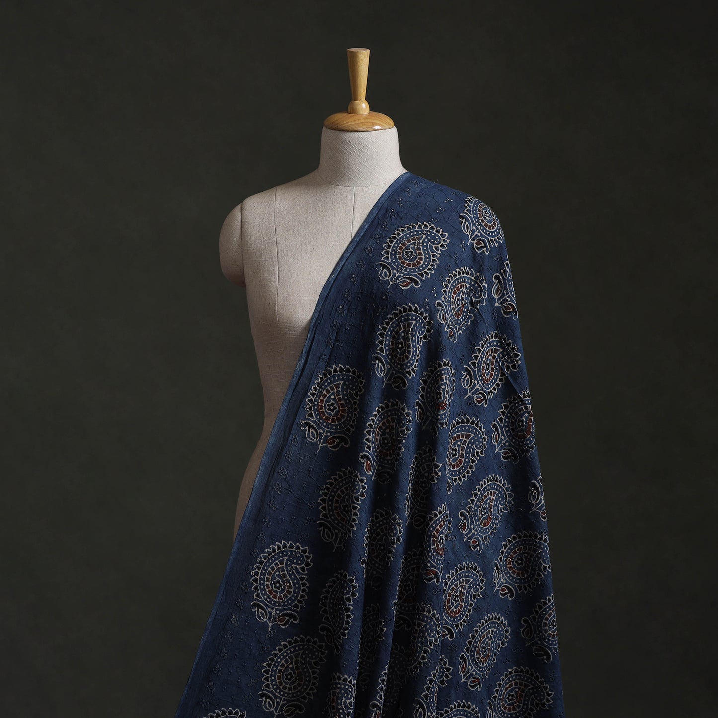 Hakoba Hand Block Ajrakh Print Natural Dyed Cotton Fabric 100