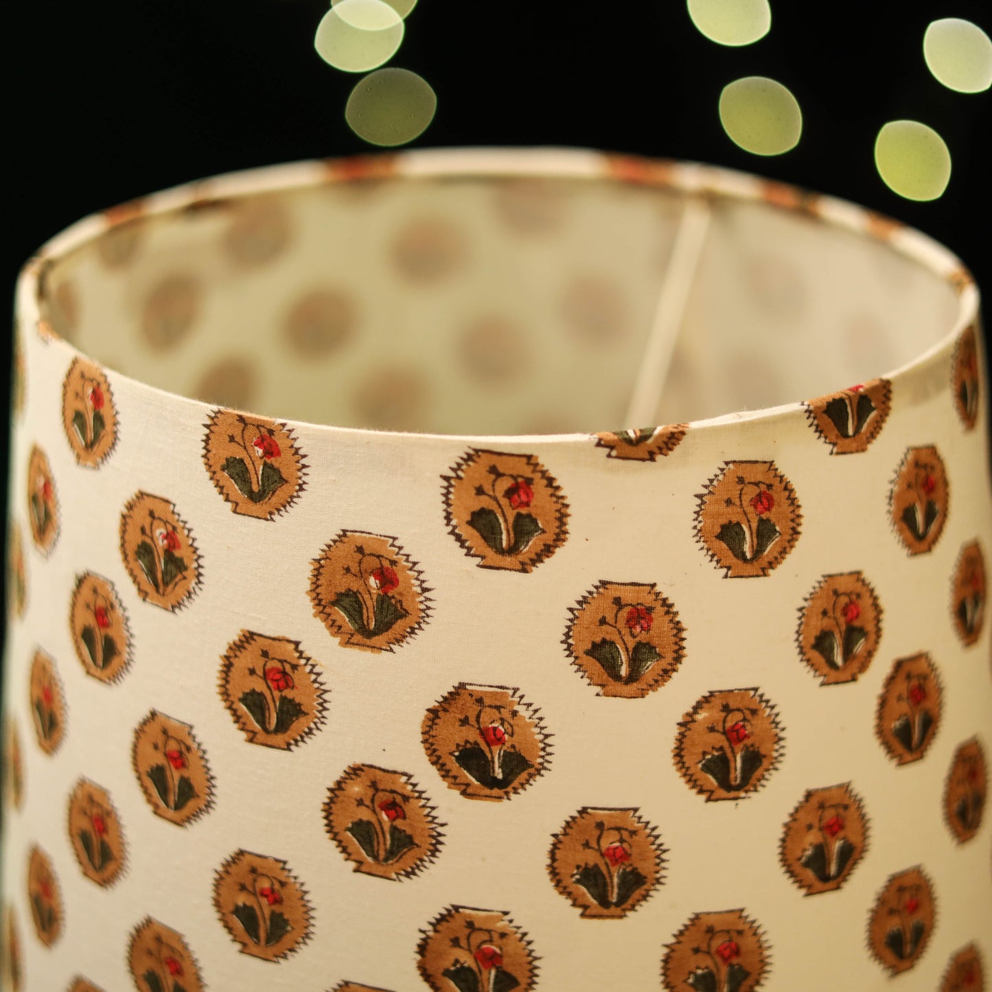 Beige - handcrafted floral fabric lamp shade 09