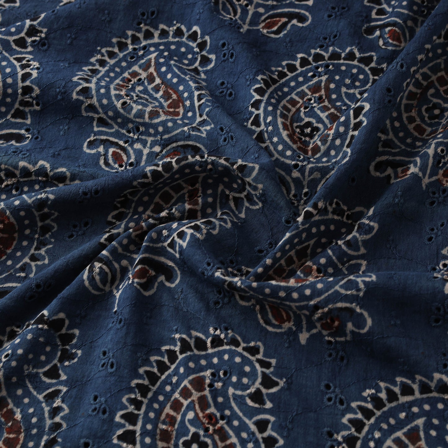 Hakoba Hand Block Ajrakh Print Natural Dyed Cotton Fabric 100
