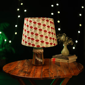 Beige - handcrafted floral fabric lamp shade 08