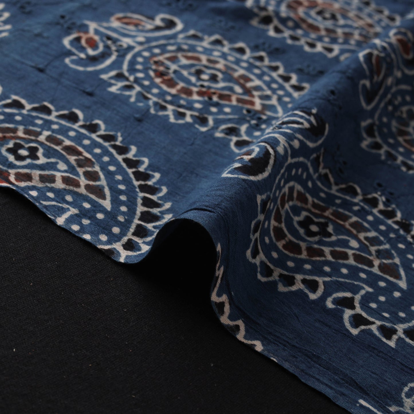 Hakoba Hand Block Ajrakh Print Natural Dyed Cotton Fabric 100