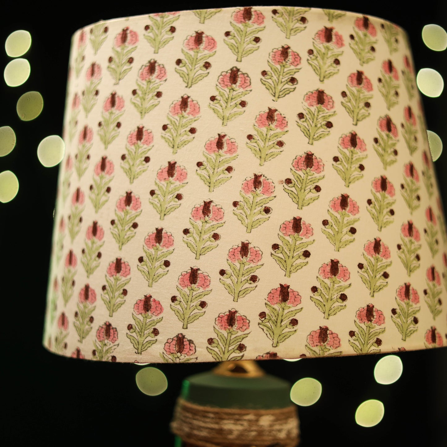 Beige - handcrafted floral fabric lamp shade 07