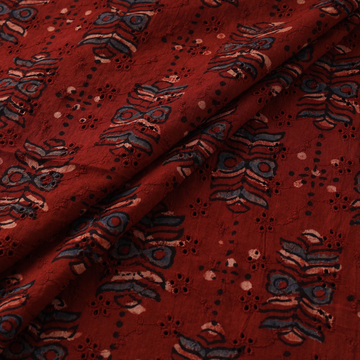 Hakoba Hand Block Ajrakh Print Natural Dyed Cotton Fabric 98