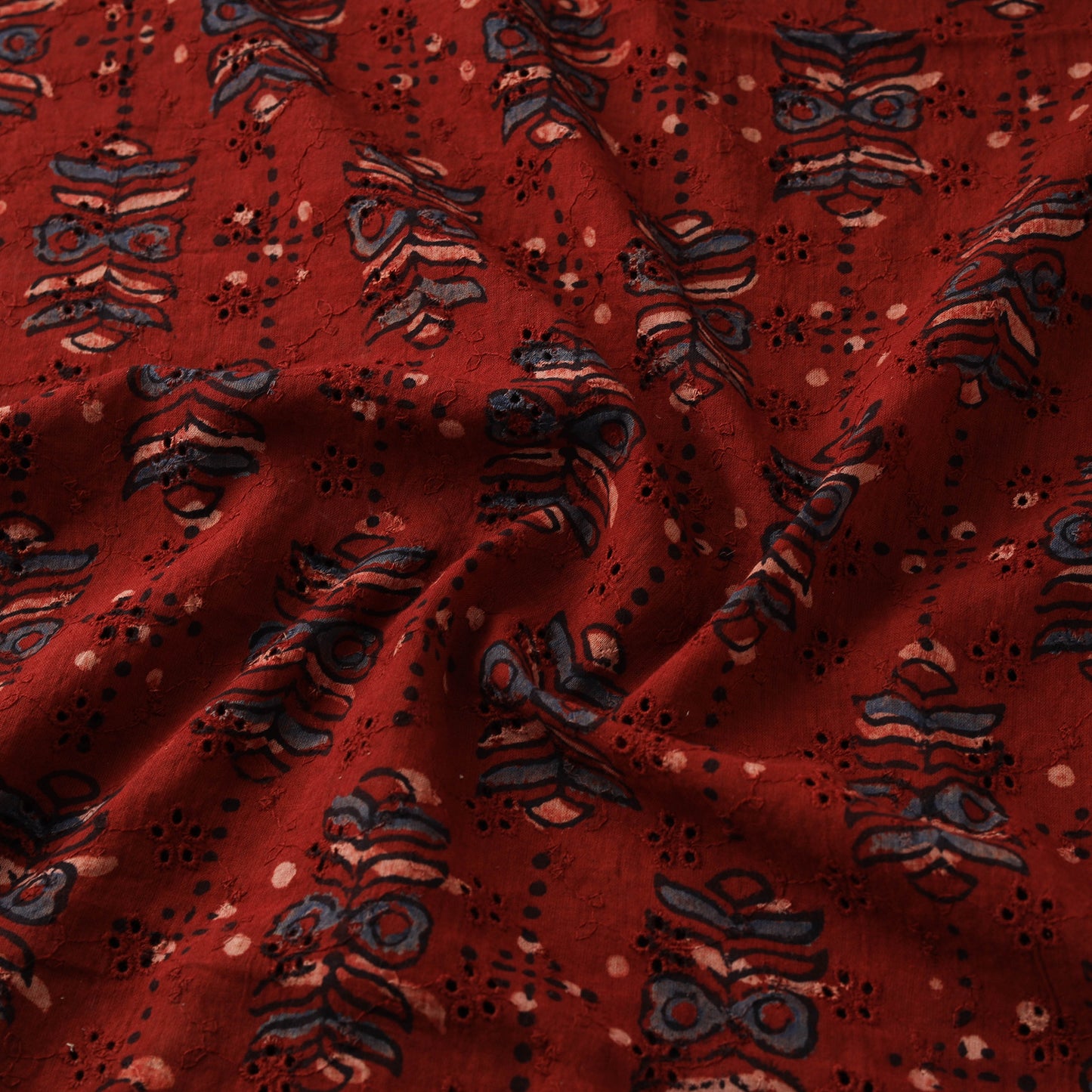 Hakoba Hand Block Ajrakh Print Natural Dyed Cotton Fabric 98