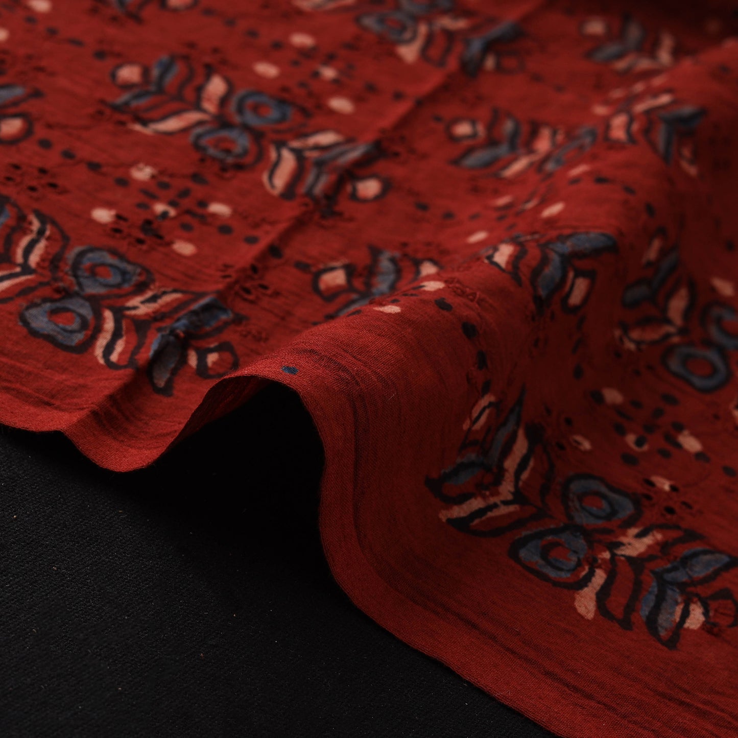 Hakoba Hand Block Ajrakh Print Natural Dyed Cotton Fabric 98