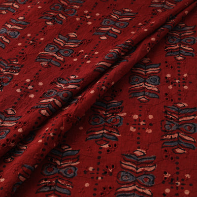 Hakoba Hand Block Ajrakh Print Natural Dyed Cotton Fabric 97