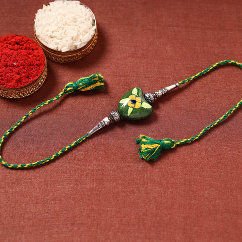 Patwa Threadwork Blue Pottery Beads Rakhi 