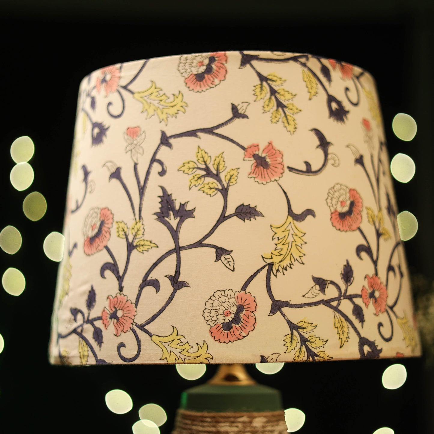 Beige - handcrafted floral fabric lamp shade 05