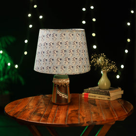 Grey - handcrafted floral fabric lamp shade 04