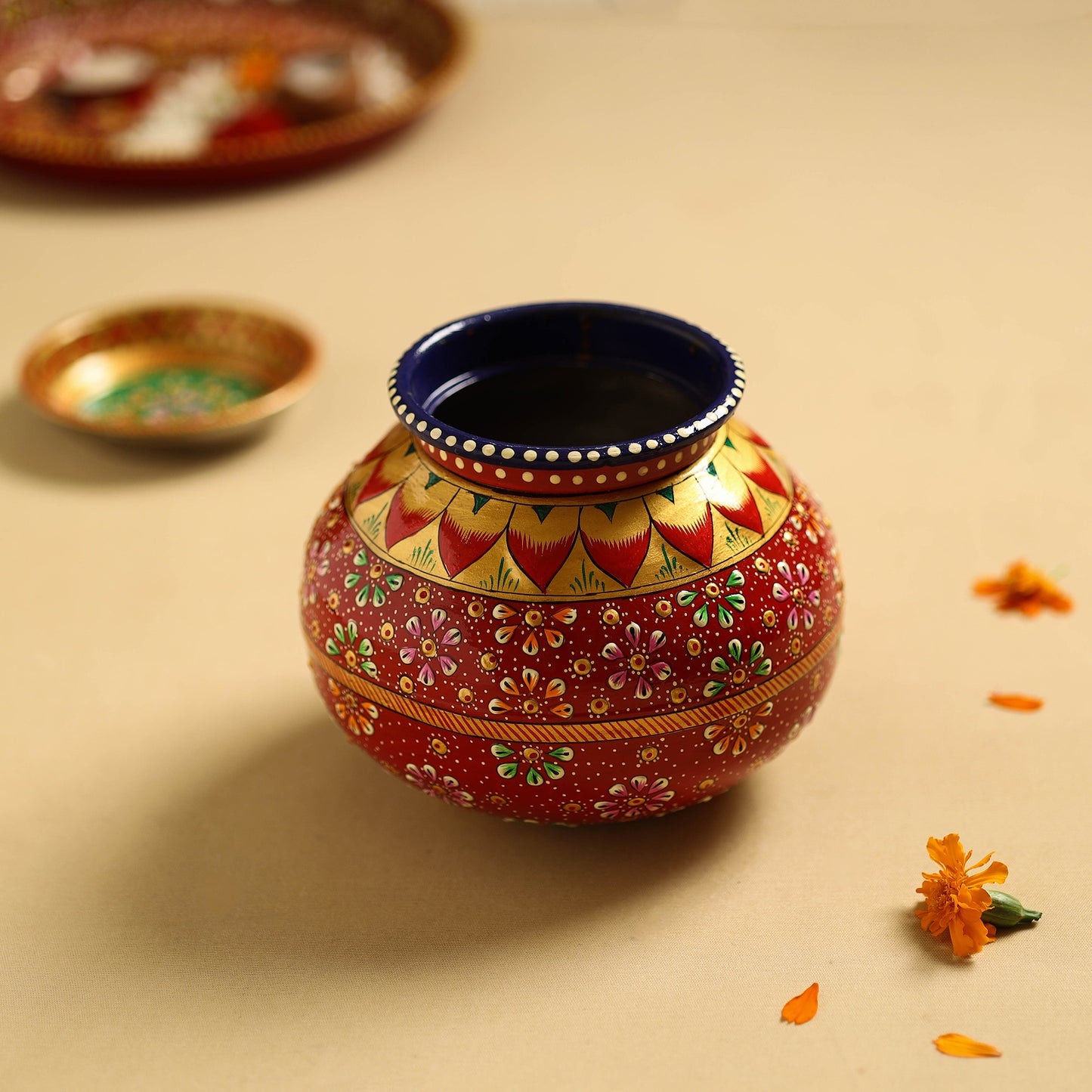 Traditional Handpainted Stainless Steel Kalash 61