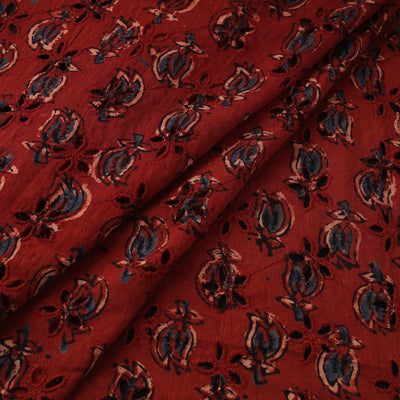 Hakoba Hand Block Ajrakh Print Natural Dyed Cotton Fabric 96