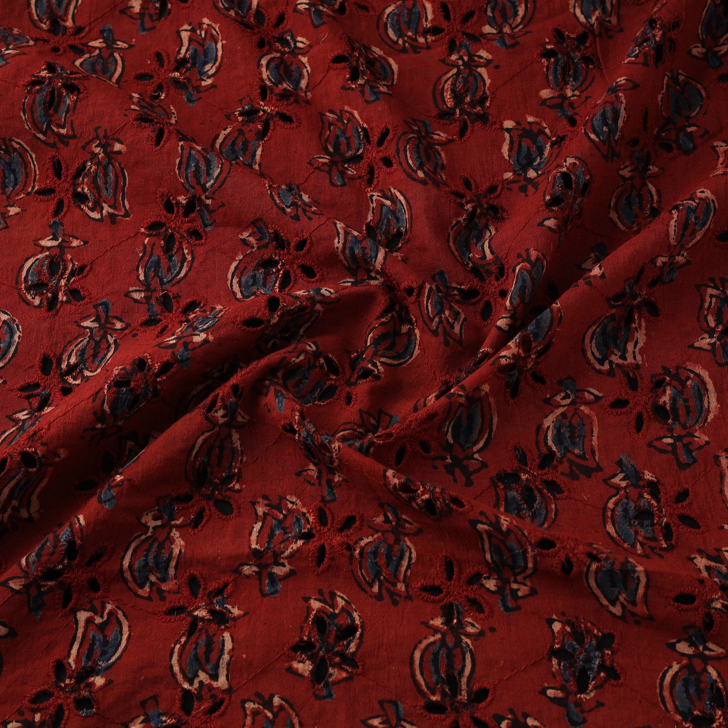 Hakoba Hand Block Ajrakh Print Natural Dyed Cotton Fabric 96