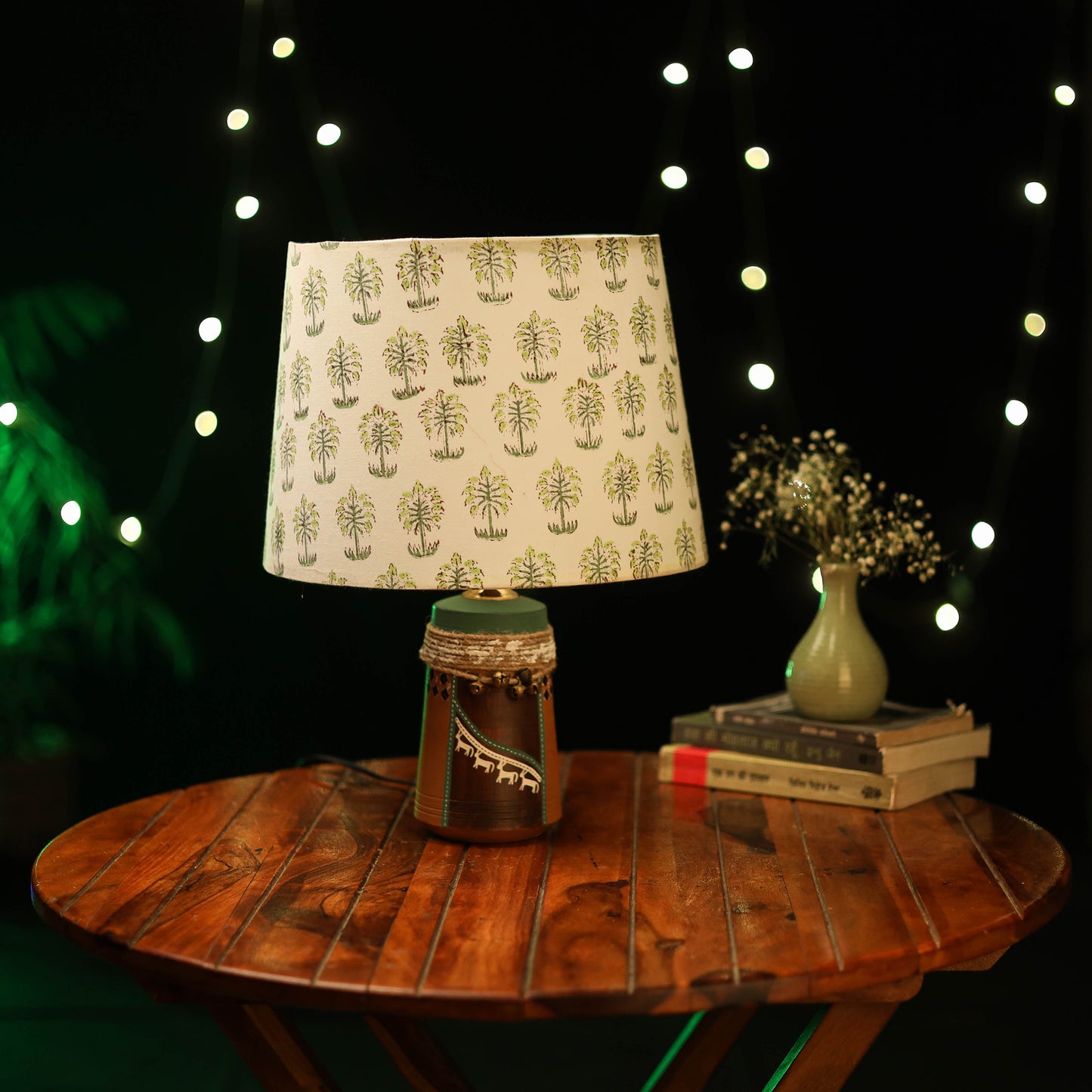 Beige - handcrafted floral fabric lamp shade 02