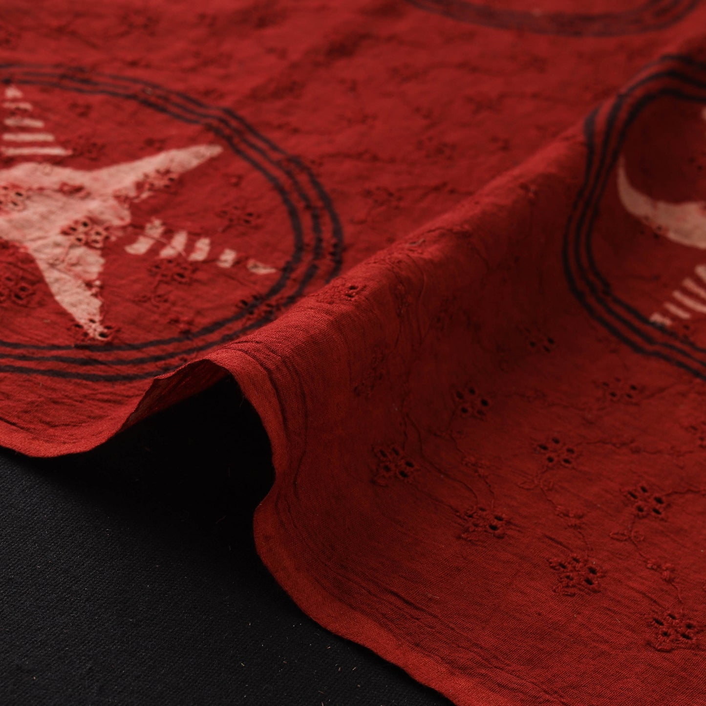 Hakoba Hand Block Ajrakh Print Natural Dyed Cotton Fabric 95