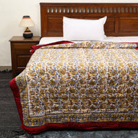 Yellow - Sanganeri Reversible Single Soft Cotton Quilt/Blanket 13