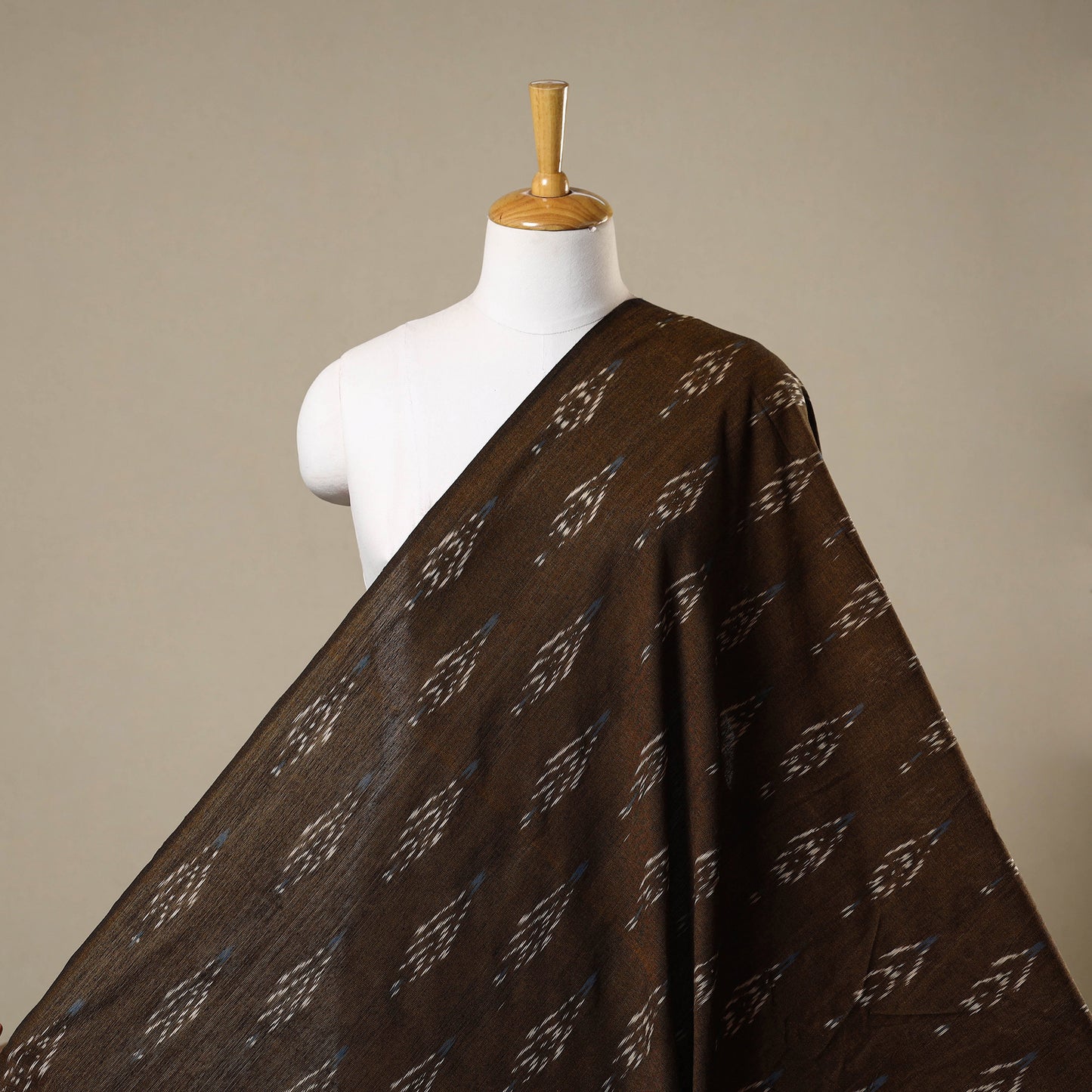 Brown - Cotton Pochampally Ikat Fabric 07