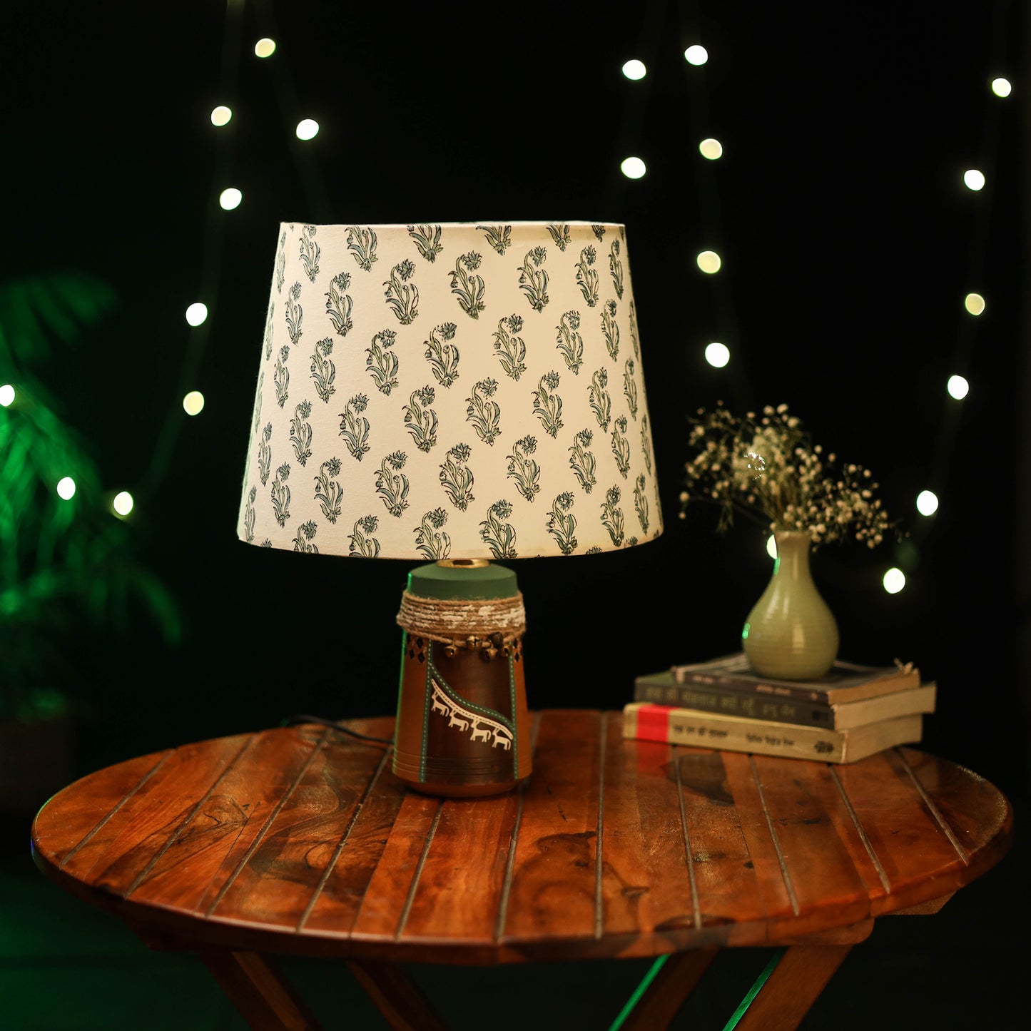 Beige - handcrafted floral fabric lamp shade 01