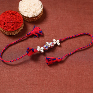 Patwa Threadwork Blue Pottery Beads Rakhi 