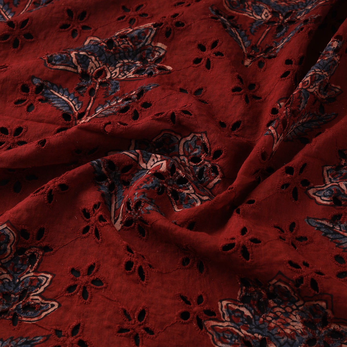 Hakoba Hand Block Ajrakh Print Natural Dyed Cotton Fabric 93