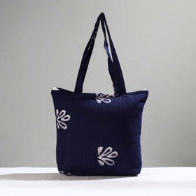 Blue Handcrafted Batik Printed Cotton Hand Bag 01
