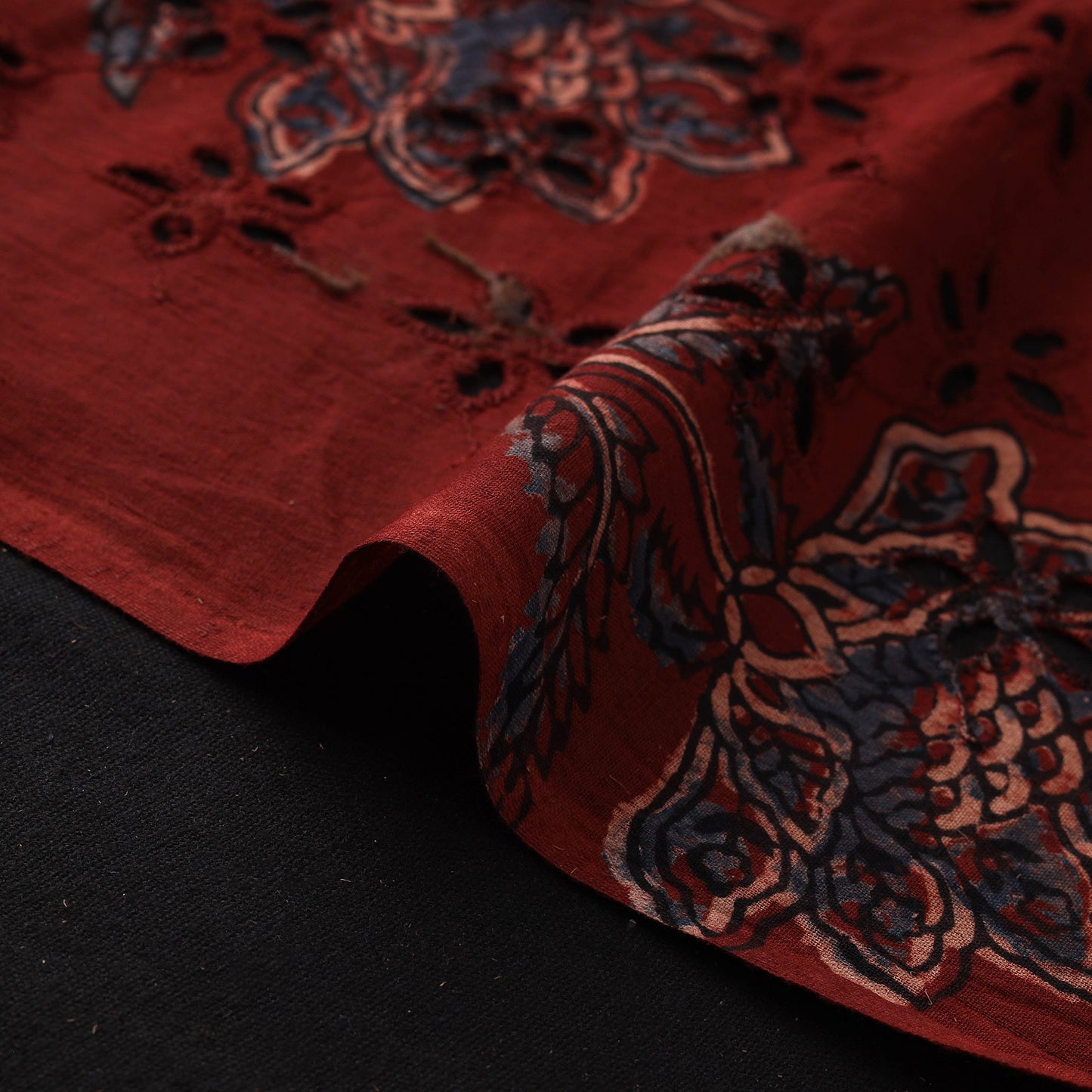Hakoba Hand Block Ajrakh Print Natural Dyed Cotton Fabric 93