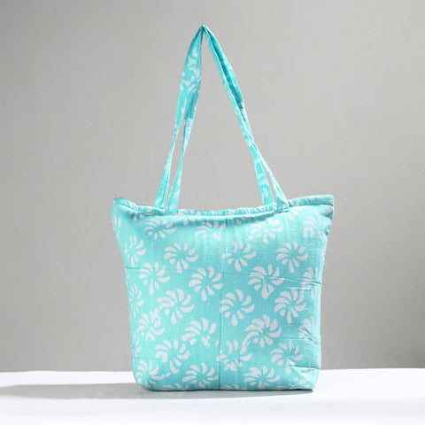 Blue Handcrafted Batik Printed Cotton Hand Bag 01