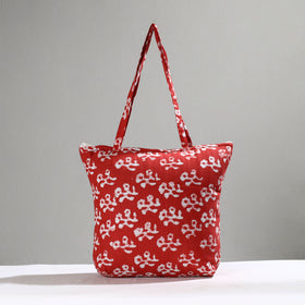 Red Handcrafted Batik Printed Cotton Hand Bag 01
