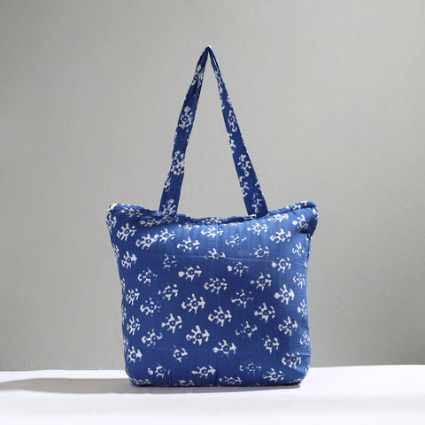 Blue Handcrafted Batik Printed Cotton Hand Bag 01