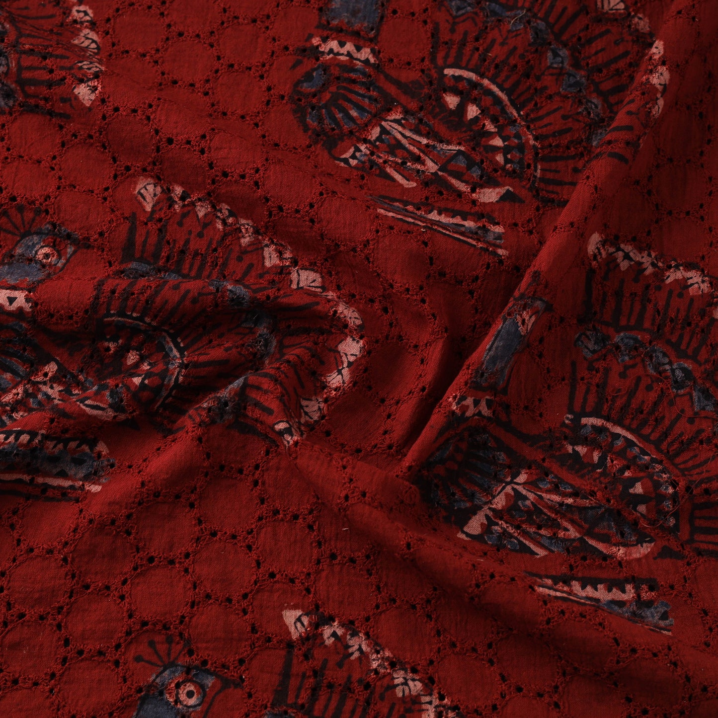 Hakoba Hand Block Ajrakh Print Natural Dyed Cotton Fabric 90