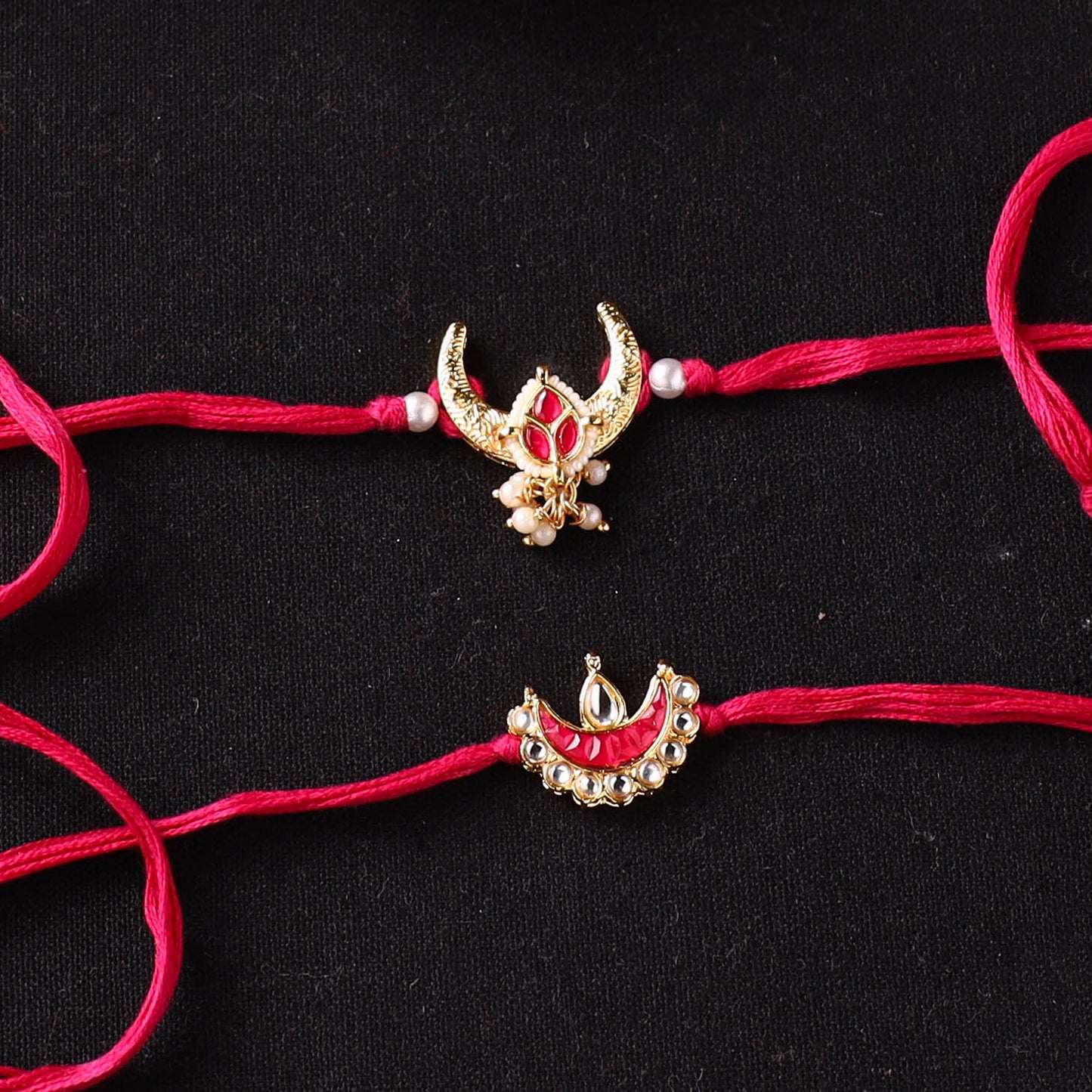 Handcrafted Kundan Beaded Bhaiya Bhabhi Rakhi Set with Potli 59