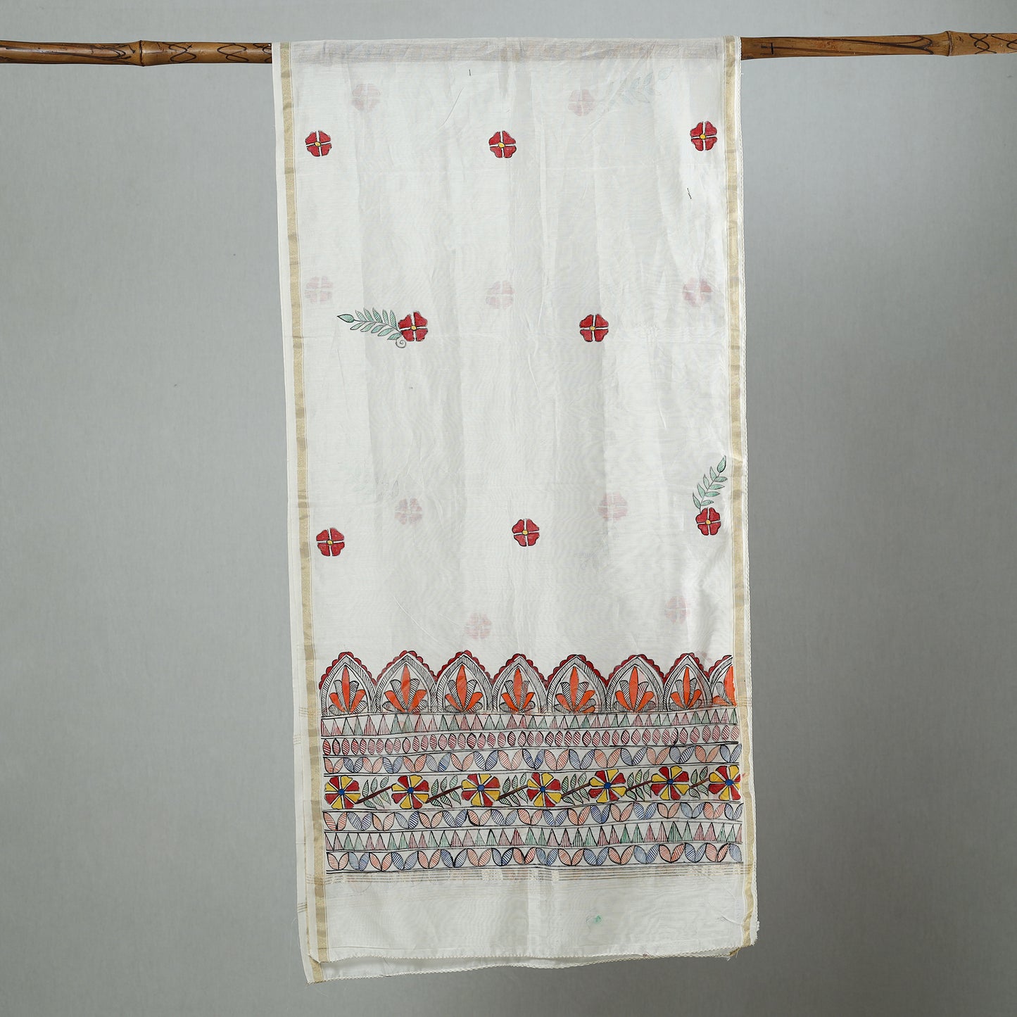 Madhubani Handpainted Chanderi Silk Handloom Stole