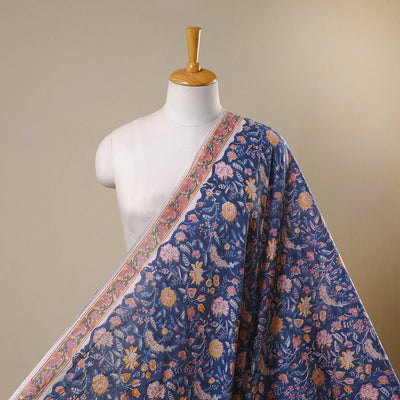 Blue Block Print Cotton Sanganeri Fabric