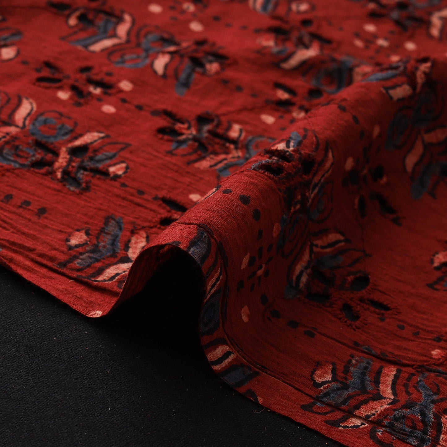 Hakoba Hand Block Ajrakh Print Natural Dyed Cotton Fabric 89
