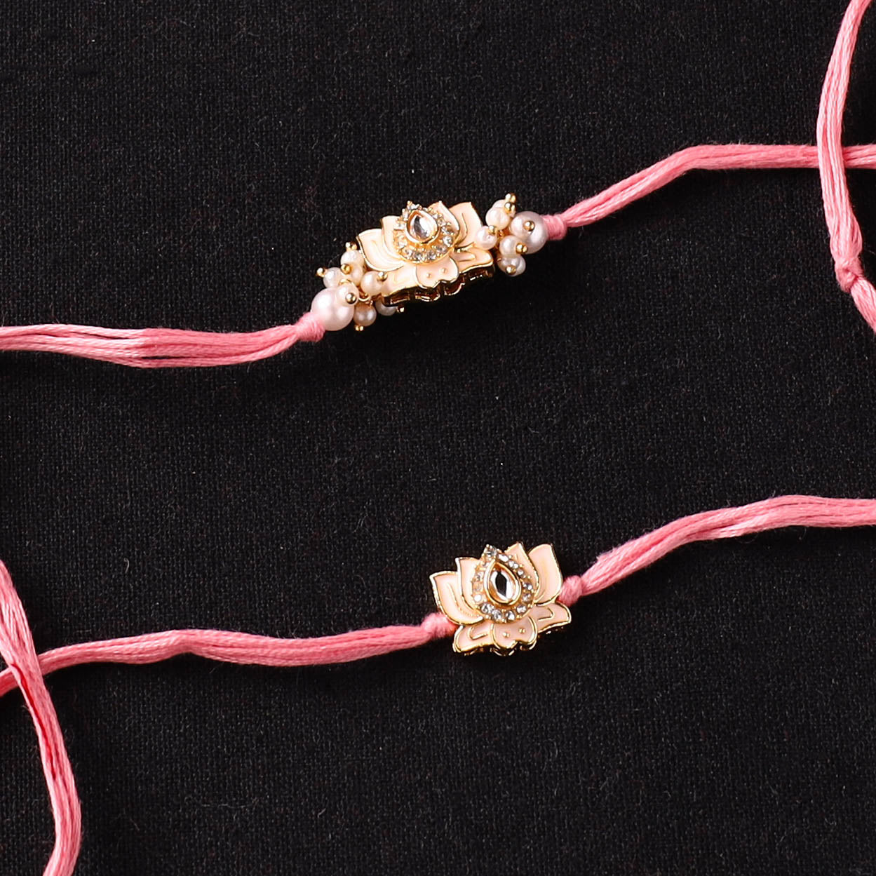 Handcrafted Meenakari Kundan Beaded Bhaiya Bhabhi Rakhi Set with Potli 60