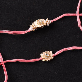 Handcrafted Meenakari Kundan Beaded Bhaiya Bhabhi Rakhi Set with Potli 60