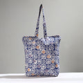 Blue Handcrafted Batik Printed Cotton Hand Bag 01