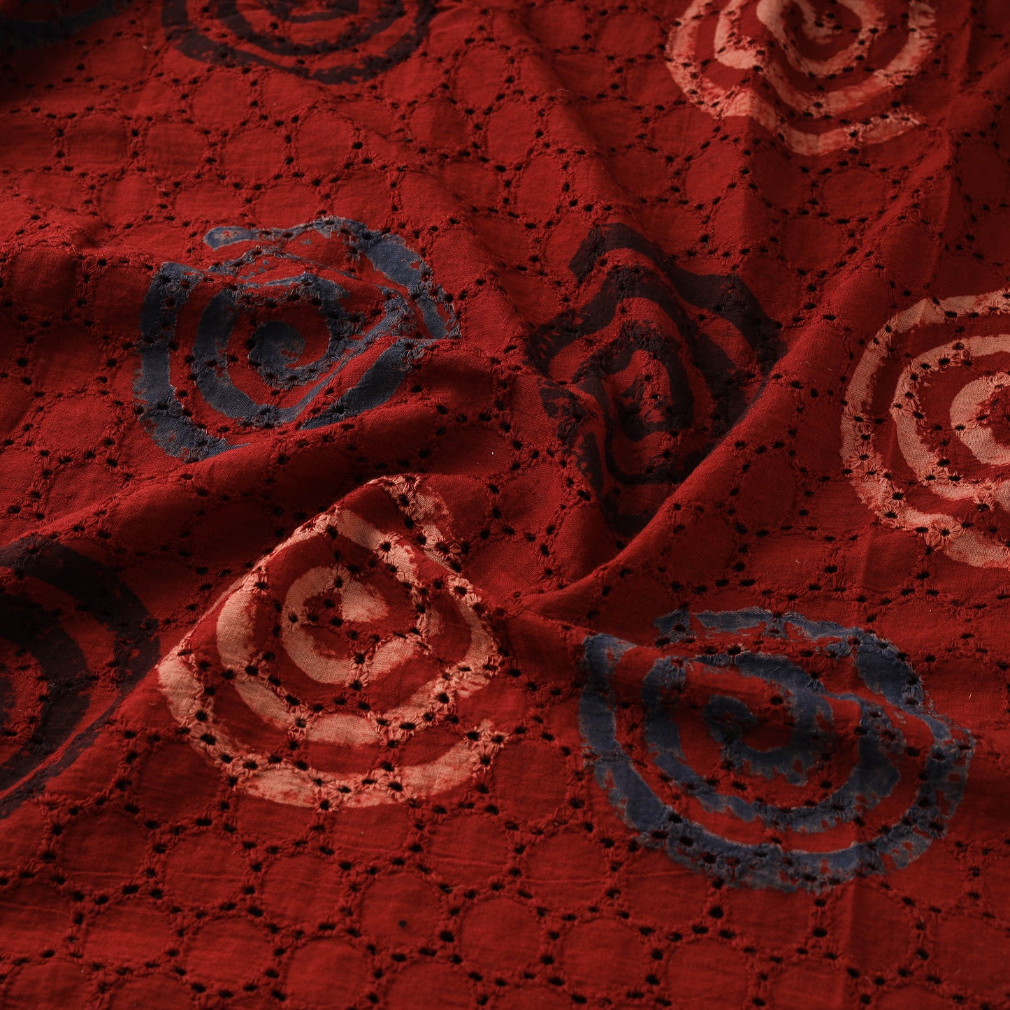 Hakoba Hand Block Ajrakh Print Natural Dyed Cotton Fabric 88