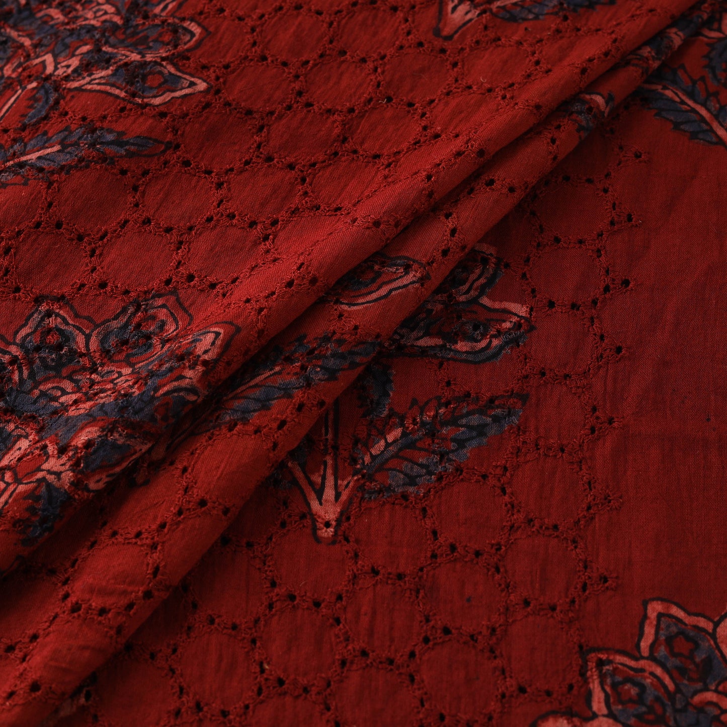 Hakoba Hand Block Ajrakh Print Natural Dyed Cotton Fabric 87