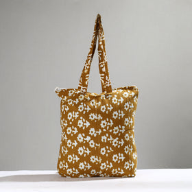 Brown Handcrafted Batik Printed Cotton Hand Bag 01