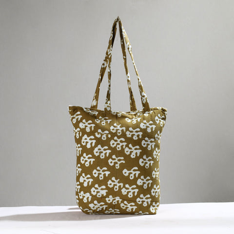 Brown Handcrafted Batik Printed Cotton Hand Bag 01