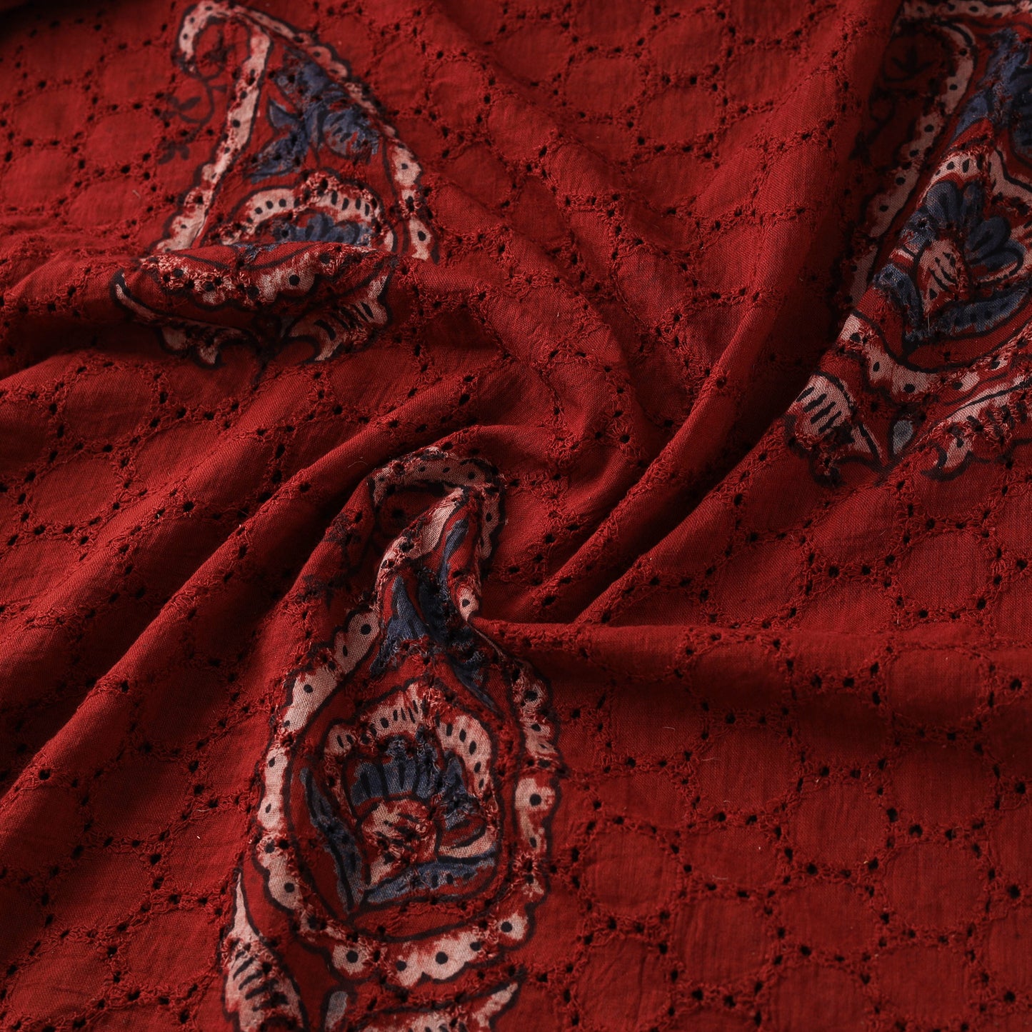 Hakoba Hand Block Ajrakh Print Natural Dyed Cotton Fabric 86