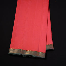 Red - Handloom Mangalagiri Cotton Fabric with Nizam Zari Border 01
