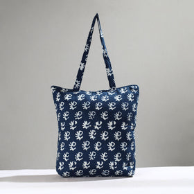 Blue Handcrafted Batik Printed Cotton Hand Bag 01