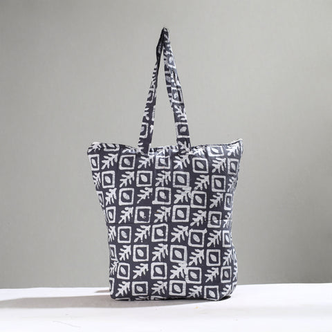 Grey Handcrafted Batik Printed Cotton Hand Bag 01