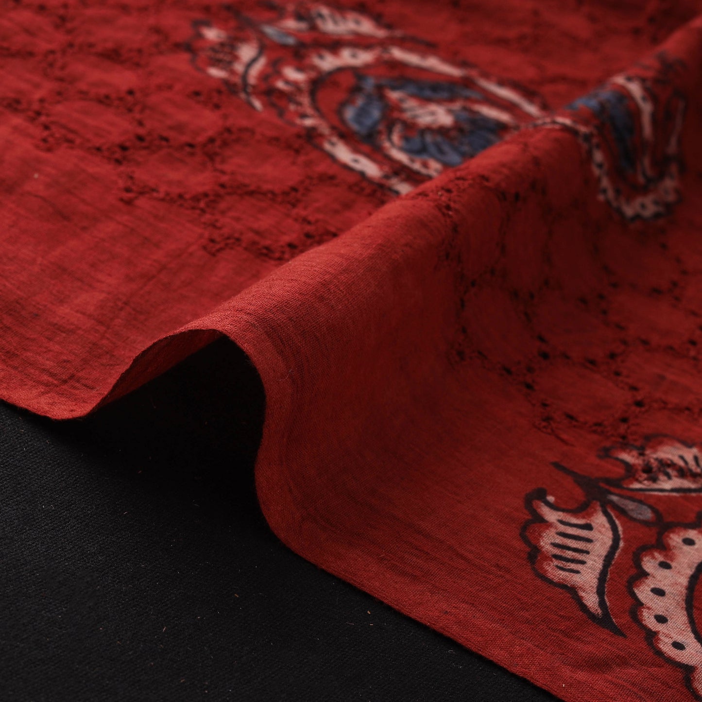 Hakoba Hand Block Ajrakh Print Natural Dyed Cotton Fabric 86