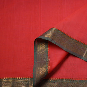 Red - Handloom Mangalagiri Cotton Fabric with Nizam Zari Border 01