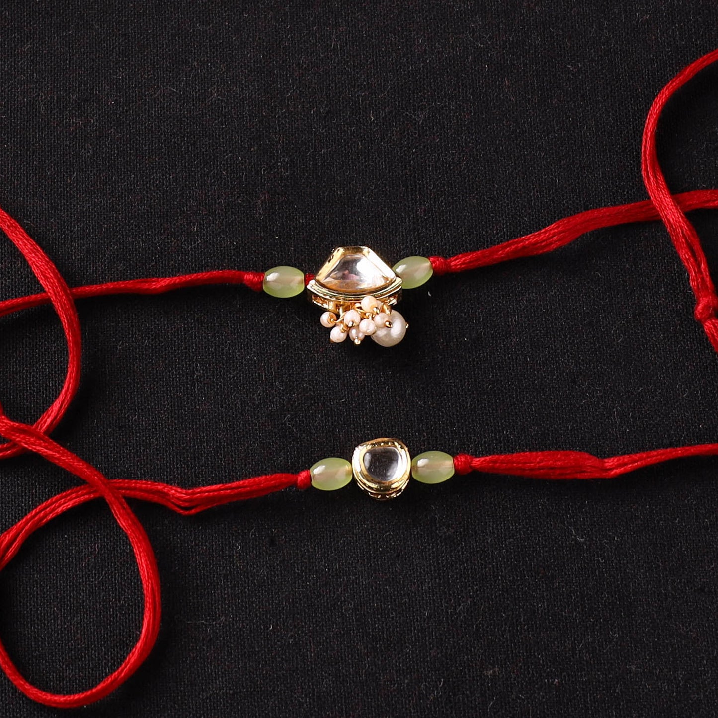 Handcrafted Kundan Beaded Bhaiya Bhabhi Rakhi Set with Potli 66