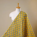 Yellow Block Print Cotton Sanganeri Fabric