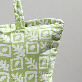 Green Handcrafted Batik Printed Cotton Hand Bag 01